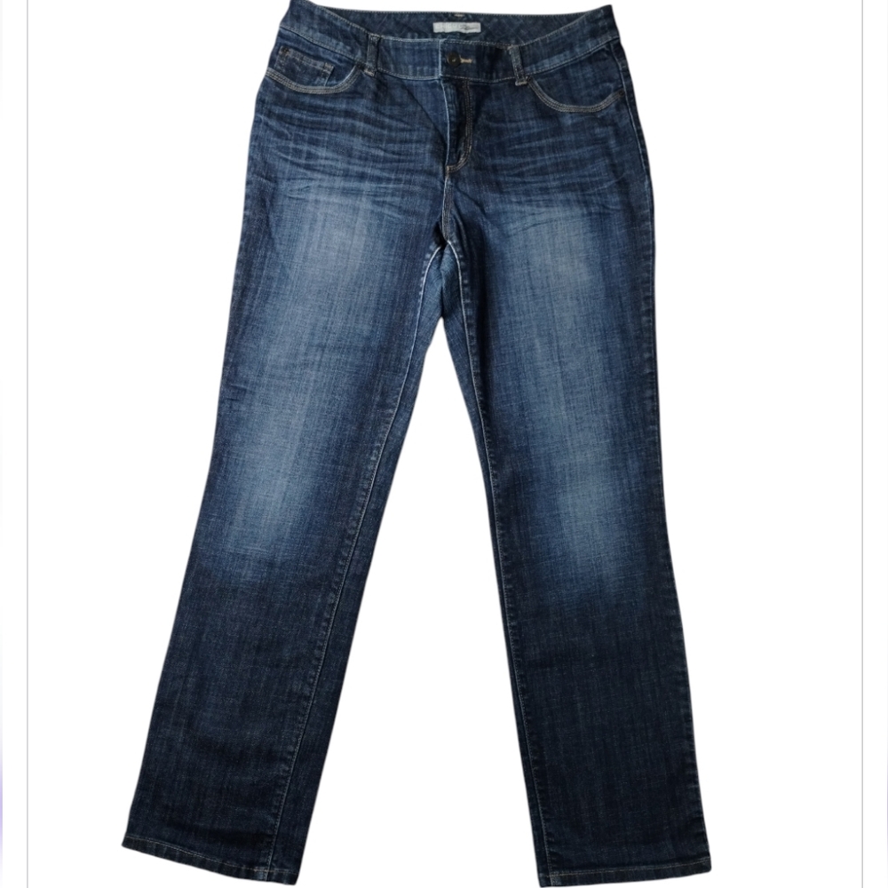 Chico's Women's Dark Blue Straight Leg Jeans Size 12 Large